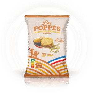 Paquet de chips de lentilles Les Poppés goût Curry