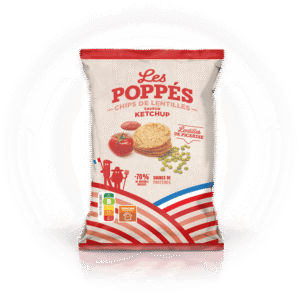 Paquet de chips de lentilles Les Poppés goût Ketchup