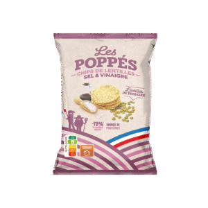 Paquet de chips de lentilles Les Poppés goût Sel & Vinaigre