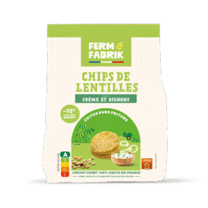 Paquet de chips de lentilles Ferm Fabrik goût Crème et Oignons