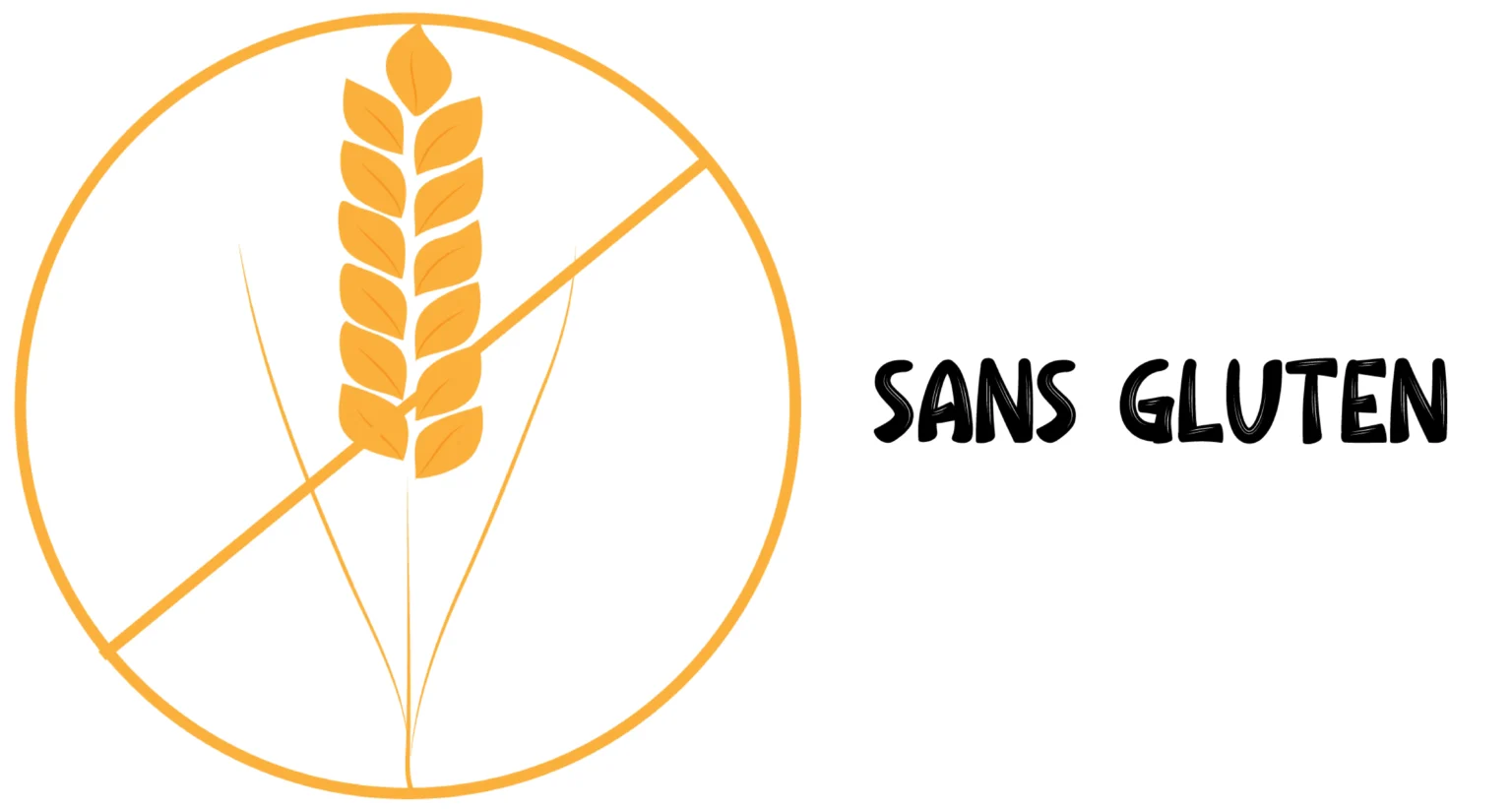 logo sans gluten, illustration épis de blé barré, "sans gluten" écrit à droite