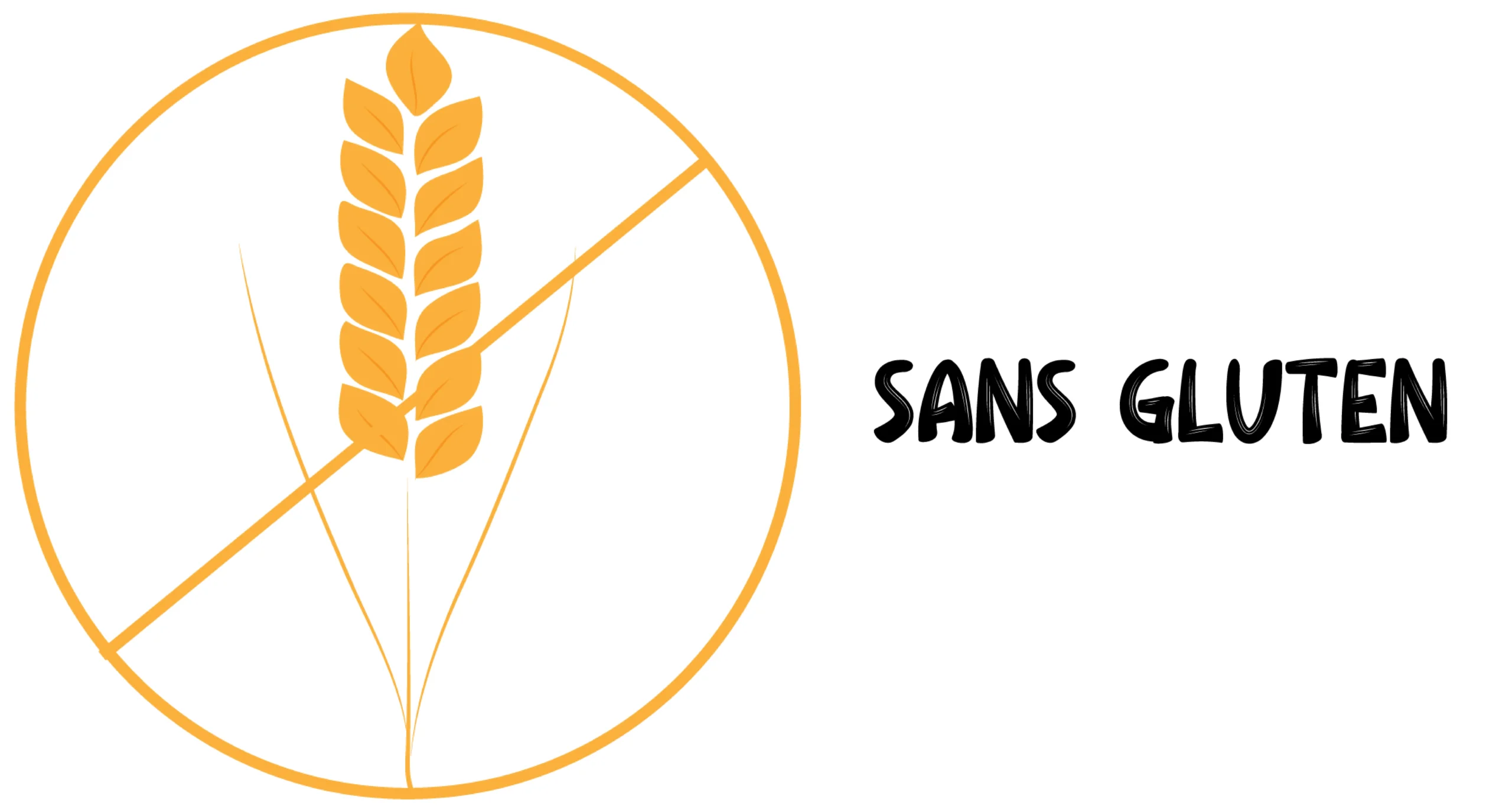 logo sans gluten, illustration épis de blé barré, "sans gluten" écrit à droite
