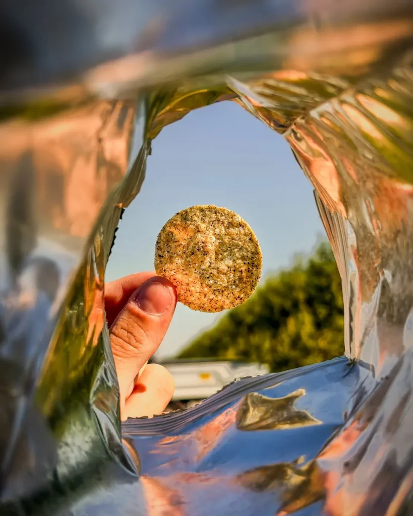 photo aesthetic d'une chips de lentilles sans gluten